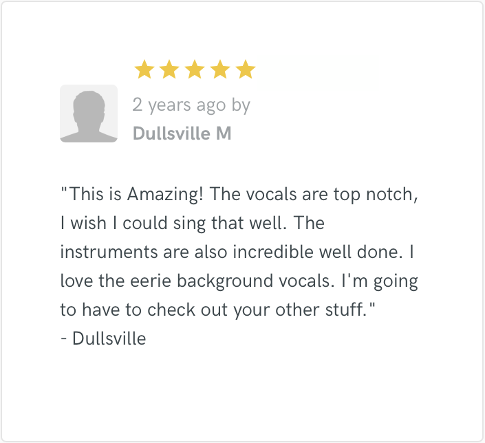Client testimonial: Amazing vocals, well-crafted instruments, captivating background vocals