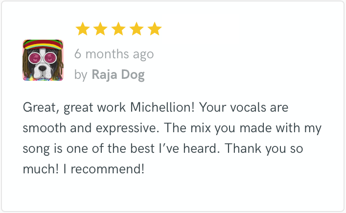 Client testimonial: Smooth and expressive vocals, excellent mix